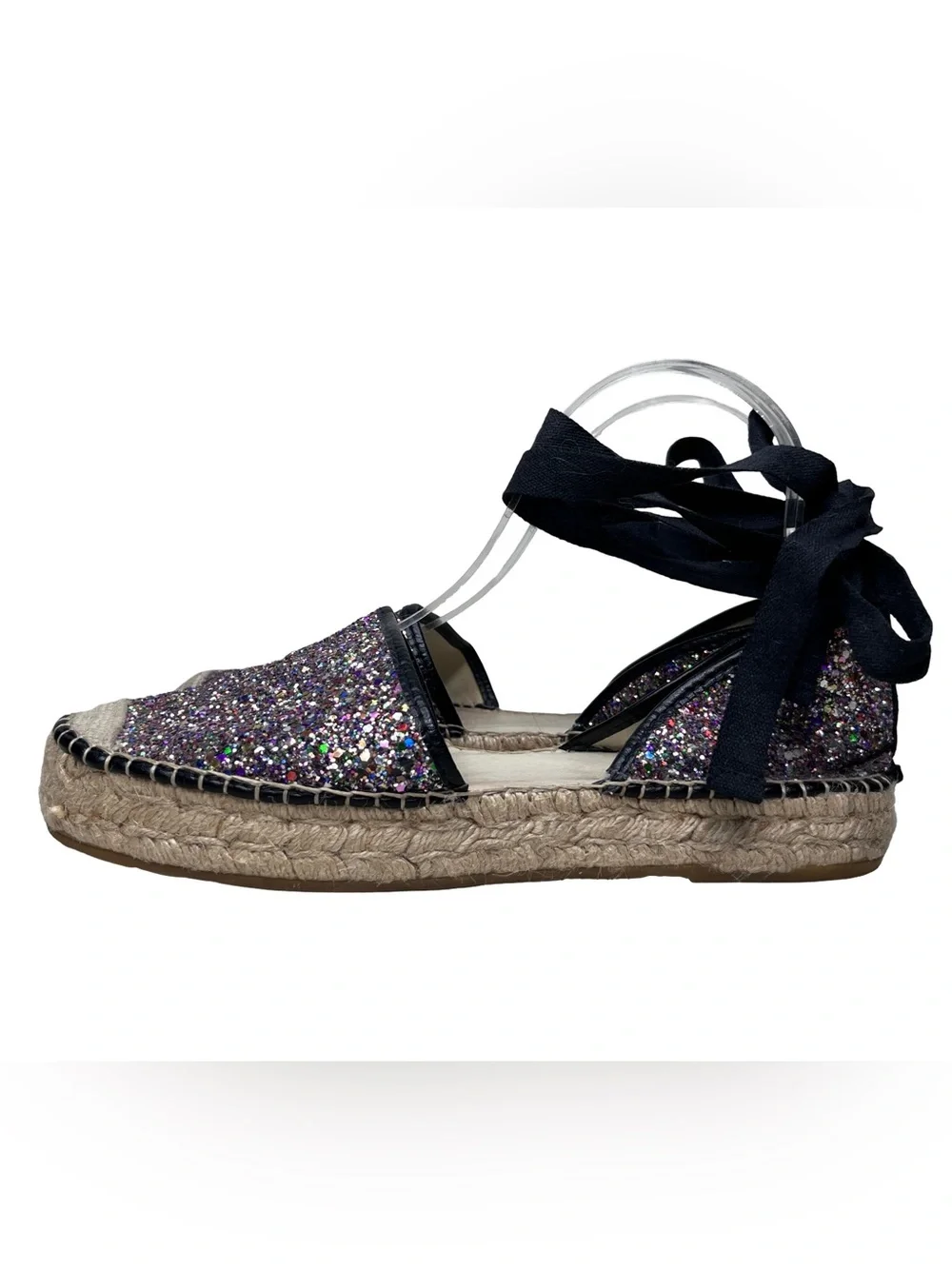 Free People Paradise Glitter Espadrille Ankle Tie Gladiator Sandals Sz 39